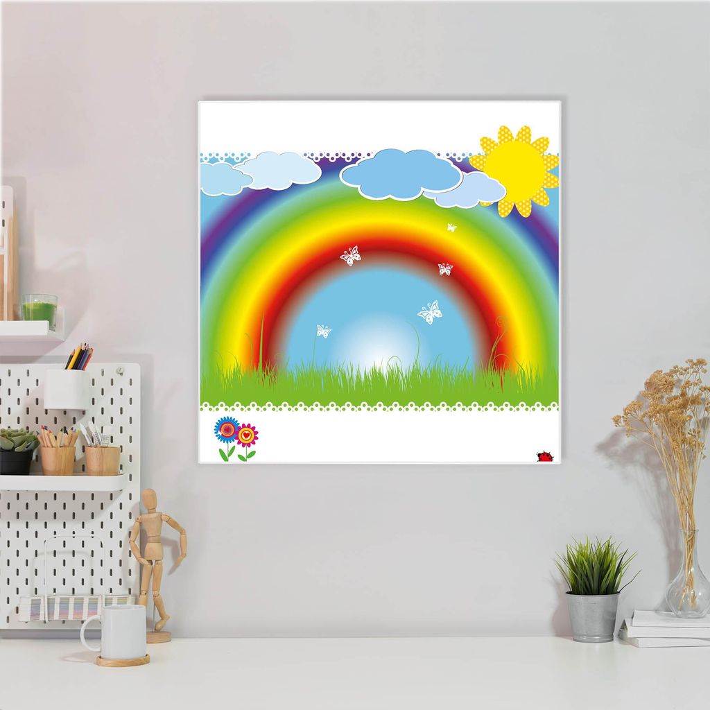 Design Stahlmagnettafel Quadratisch 50x50cm Regenbogen