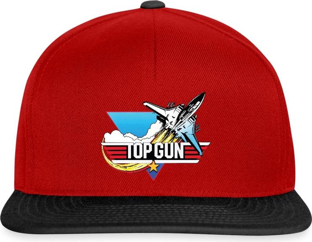 Spreadshirt Top Gun Fighter Kampfjet Logo Snapback Cap, One size, Rot/Schwarz