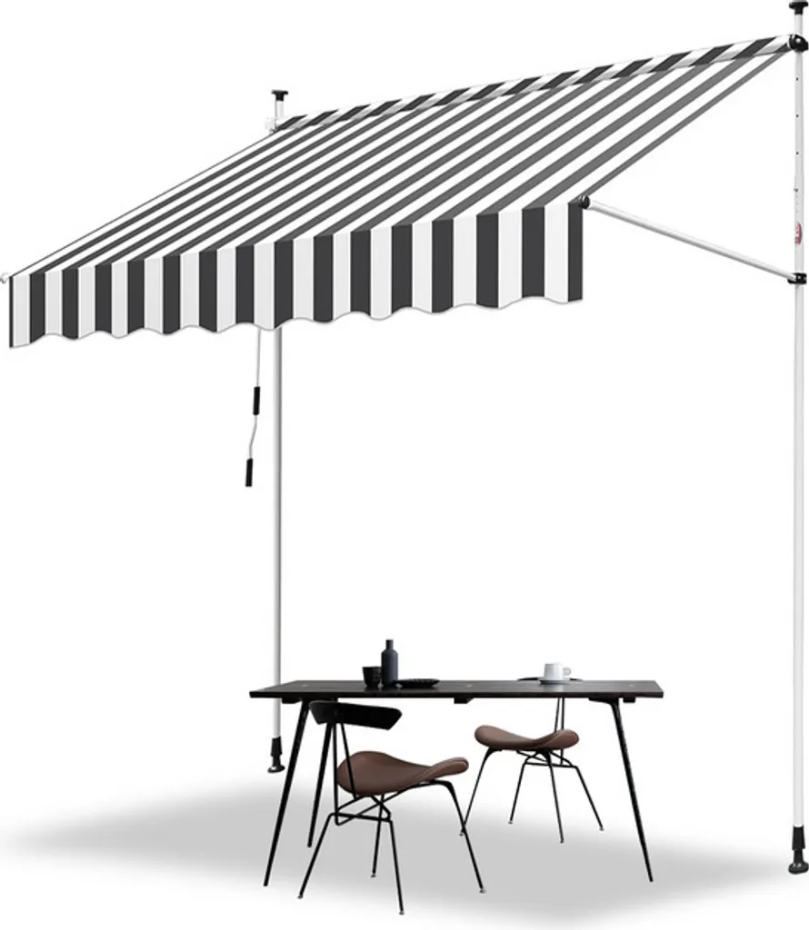 TolleTour Tenda da sole a manovella Tenda da sole con morsetto Protezione solare Tenda da sole per finestre Tenda da sole Retraibile Idrorepellente Tende da sole Bianco e grigio 3,5 m