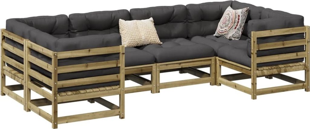 Möbel 6-tlg. Garten-Sofagarnitur Kiefernholz Imprägniert - Gartenmöbelgarnituren 3299606