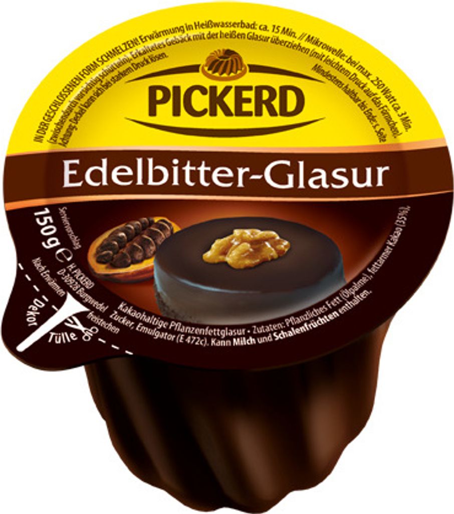 Pickerd Edelbitter Glasur im Gugelhupf Förmchen Kuchenglasur 150g