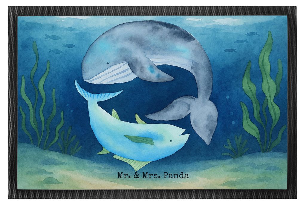 Mr. & Mrs. Panda fußmatte Walfisch Thunfisch Design 40 x 60 cm - Weiß - Geschenk, Gummimatte, Fußabstreifer, Tunfisch, Spruch Des Tages, Lustig,...