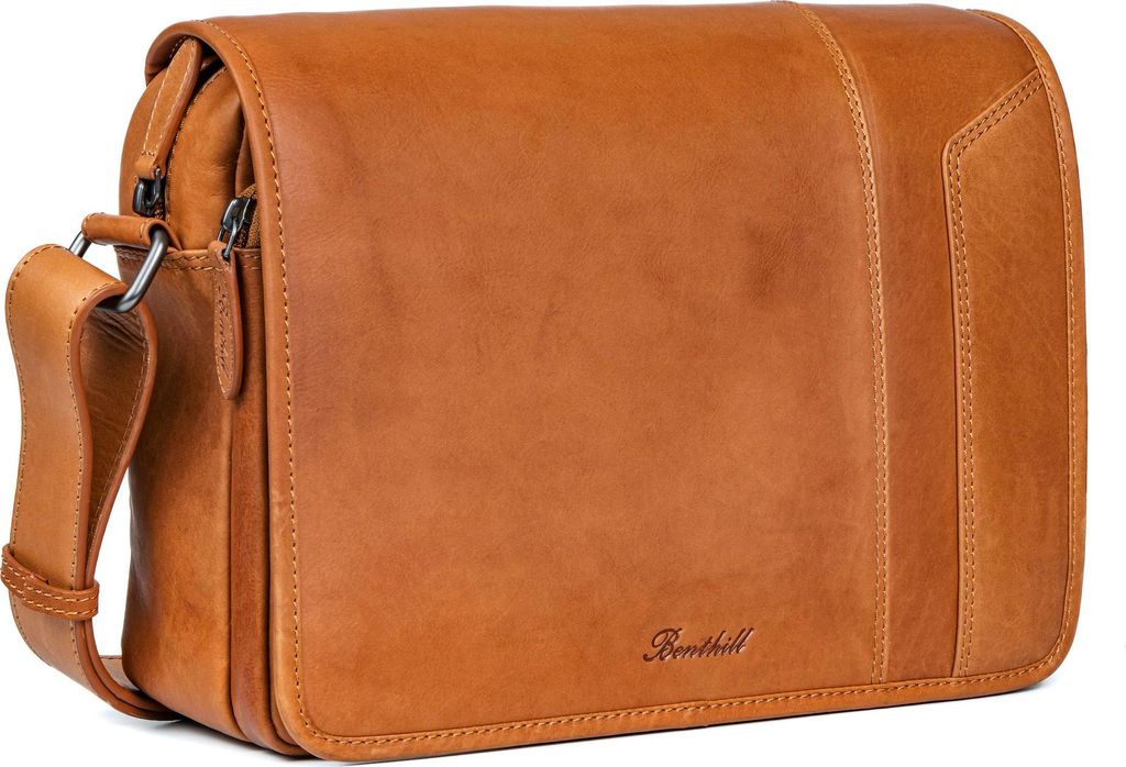 Benthill Umhängetasche Echt Leder | Herren & Damen Messenger Bag aus hochwertigem Rindsleder | Vintage Schultertasche Aktentasche