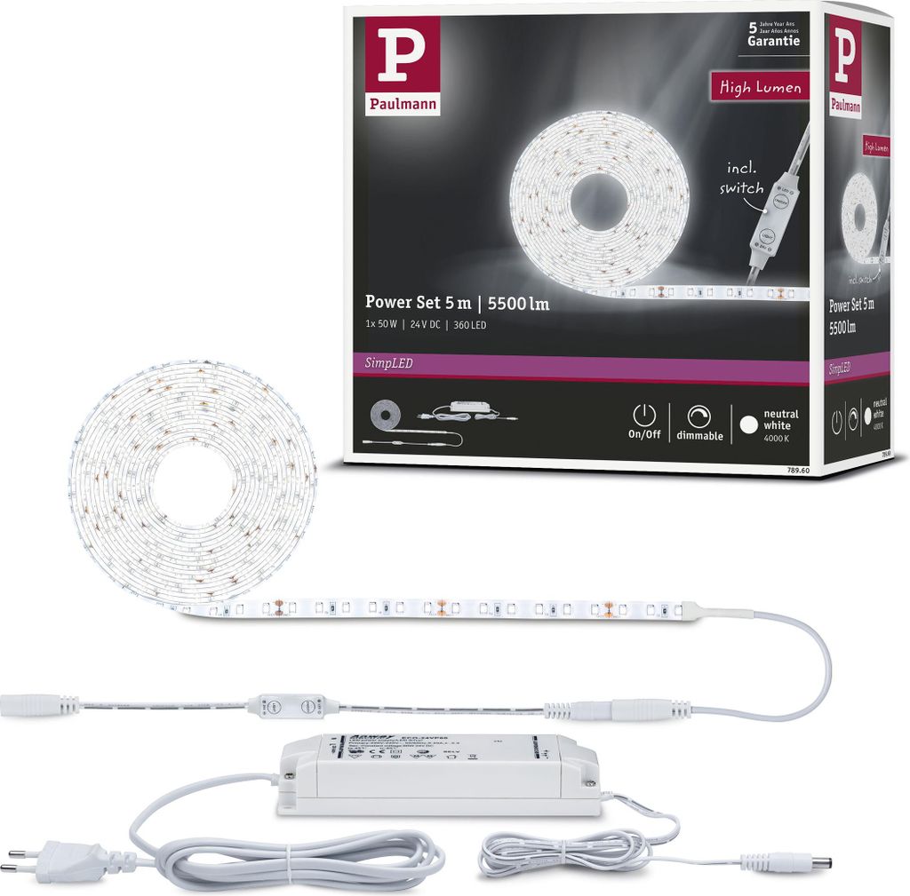 Paulmann SimpLED Power LED Strip Neutralweiß Komplettset