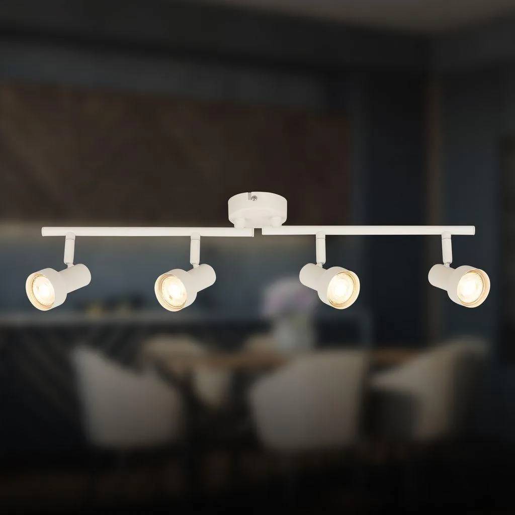 Faretto da Soffitto Vintage Briloner 4 Luci Bianco Antico GU10 Cucina Ufficio