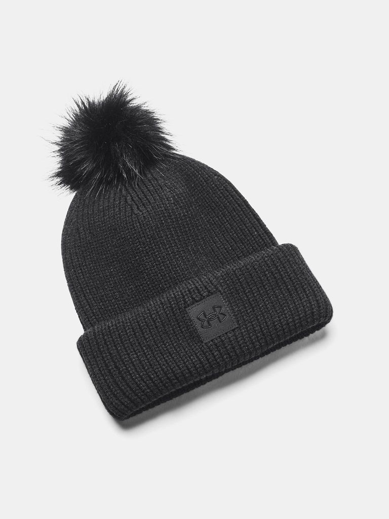 Under Armour Women's ColdGear Infrared Halftime Ribbed Pom Beanie Ribbed Pom Beanie Black UNI Ski Mütze