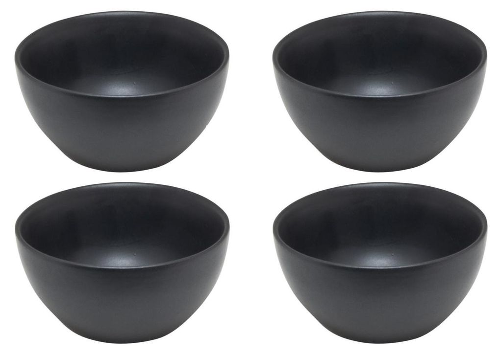 Müslischalen - Ø 14 cm - Schwarz matt - Steingut - 4er Set