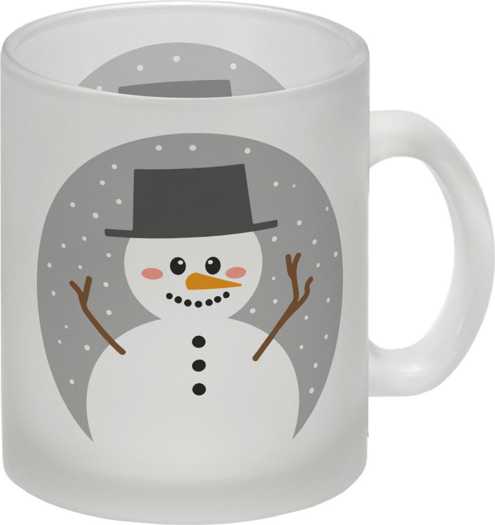 Schneemann im Schnee Glas Tasse