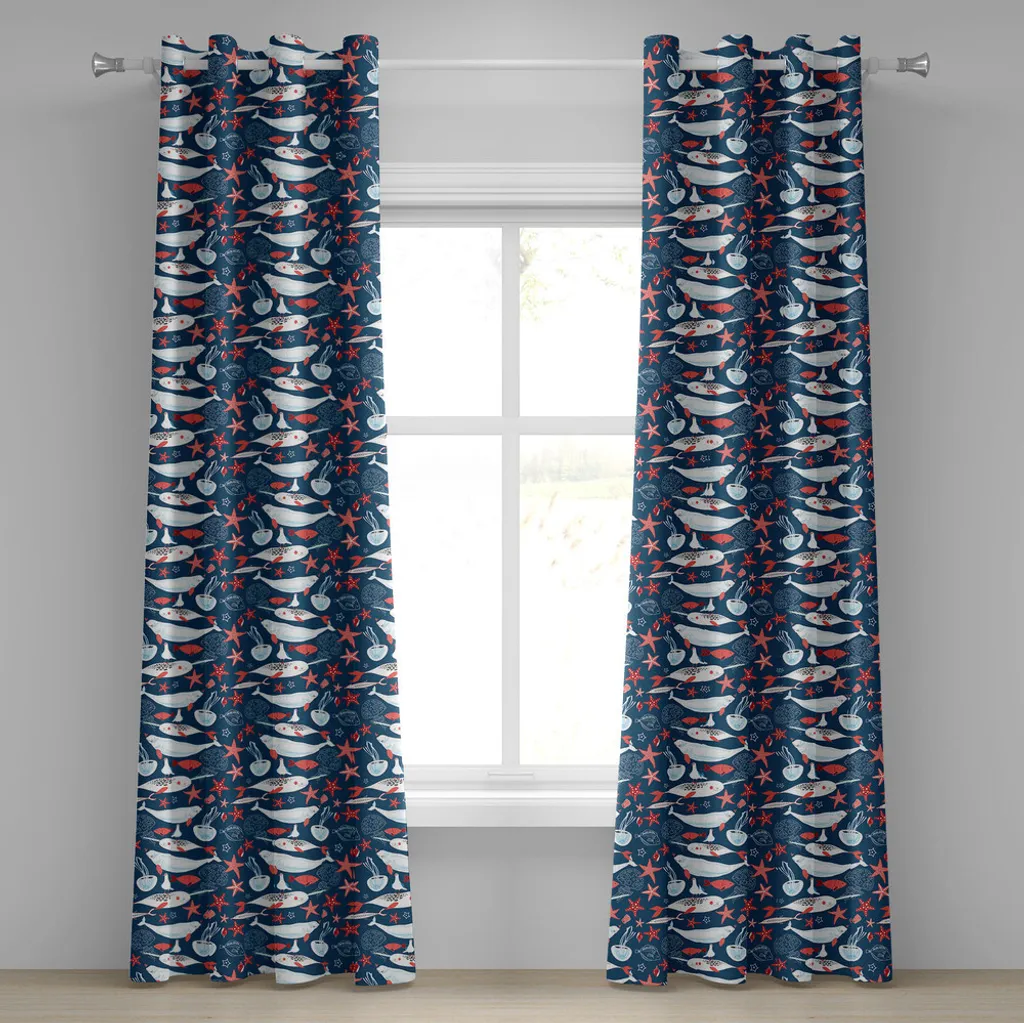 Rideau pour chambre enfant Narval et Océan bleu 280 cm x 175 cm décor