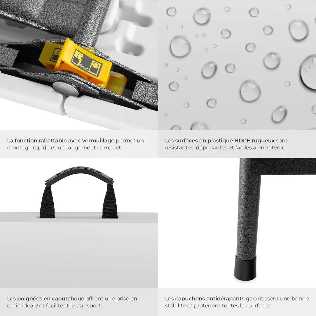 Mobilier de camping pliable blanc : table valise et assises intégrées - 5