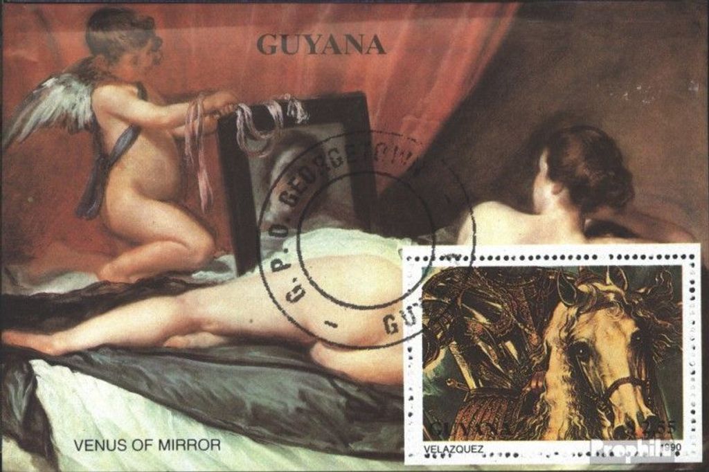 Briefmarken Guyana 1990 Mi Block99 (kompl.Ausg.) gestempelt Gemälde