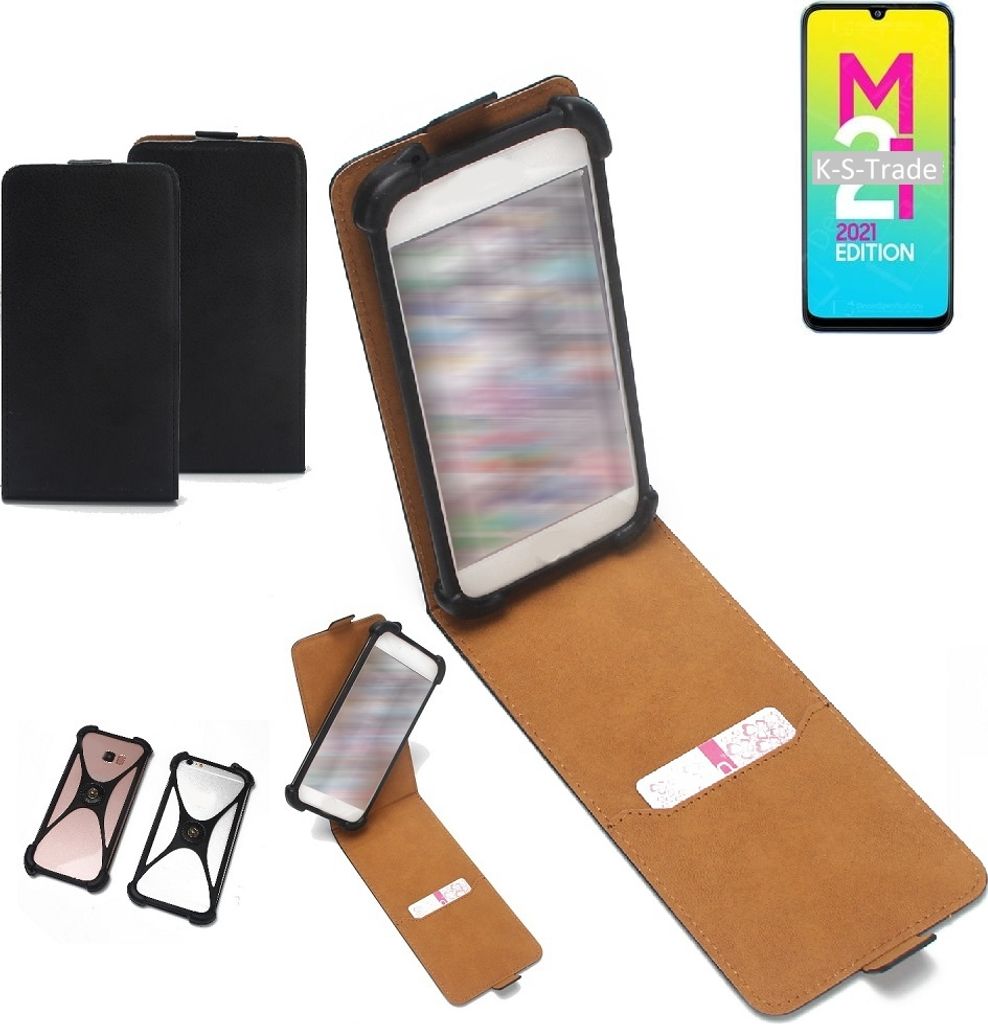 K-S-Trade Handyhülle Schutzhülle kompatibel mit Samsung Galaxy M21 2021 Hülle Case Cover Flip Style Bumper schwarz 1x