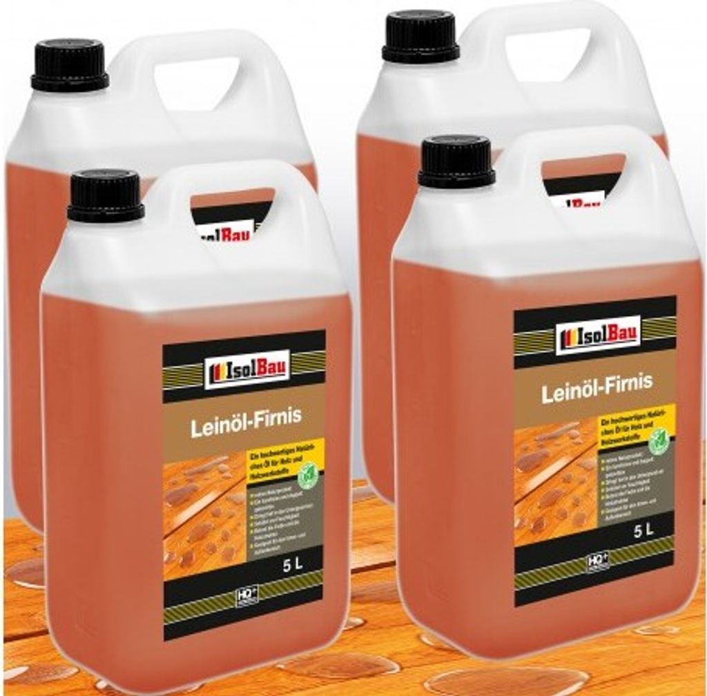 Isolbau Natur Holzschutz LEINÖL- FIRNIS 20L Gekocht Holzöl Leinölfirnis Holz Möbel Lasur