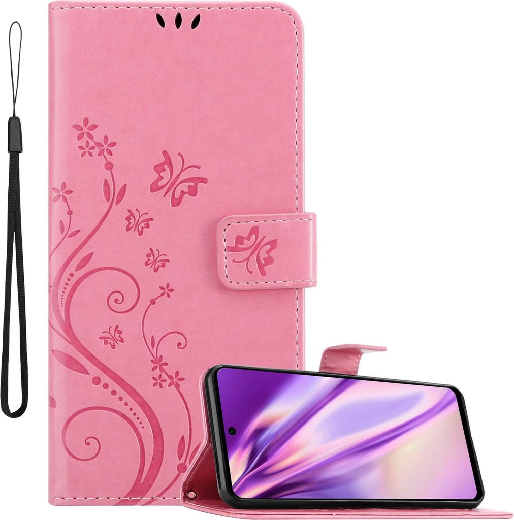 Cadorabo Hülle für Motorola MOTO G200 5G Schutz Hülle in Rosa Schutzhülle Handy Hülle Etui Case Blumen Flower