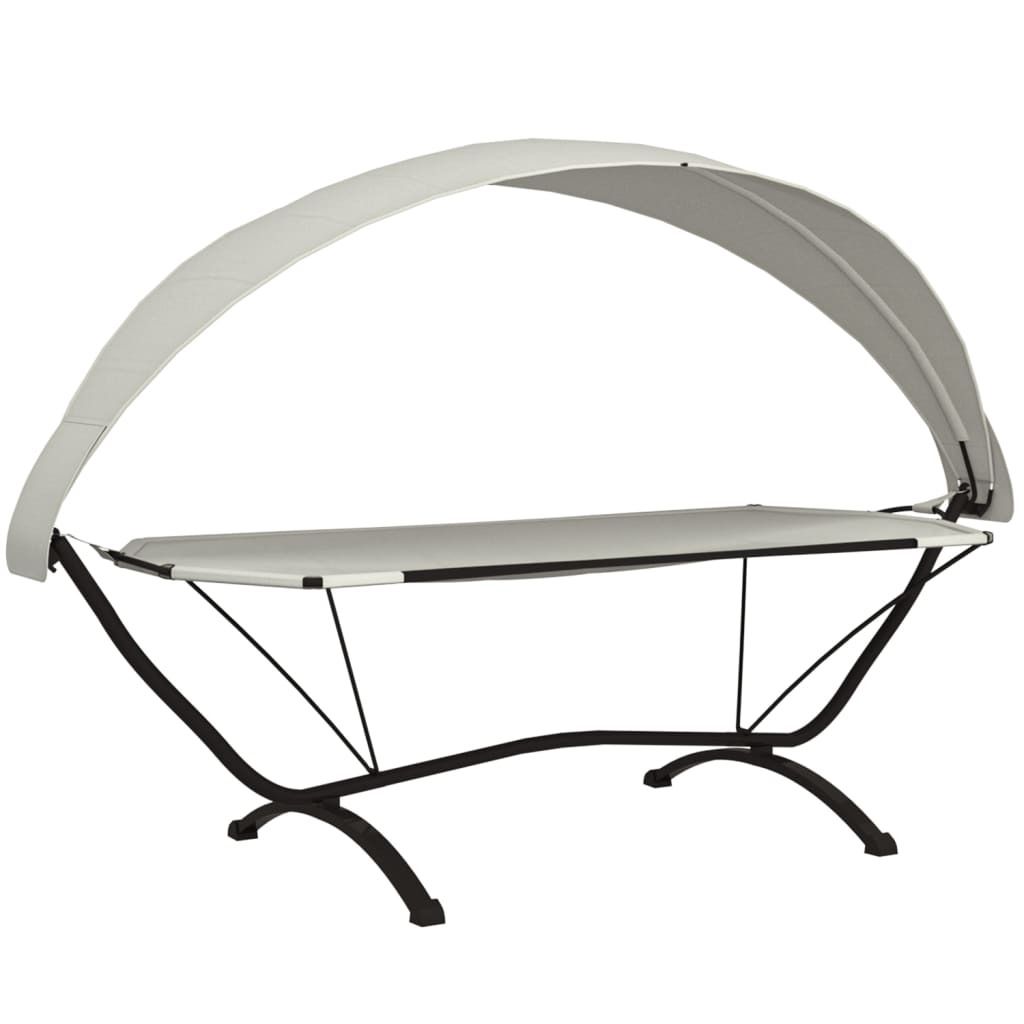 vidaXL Lit lounge d'extérieur avec toit Crème Acier et Image du produit 
