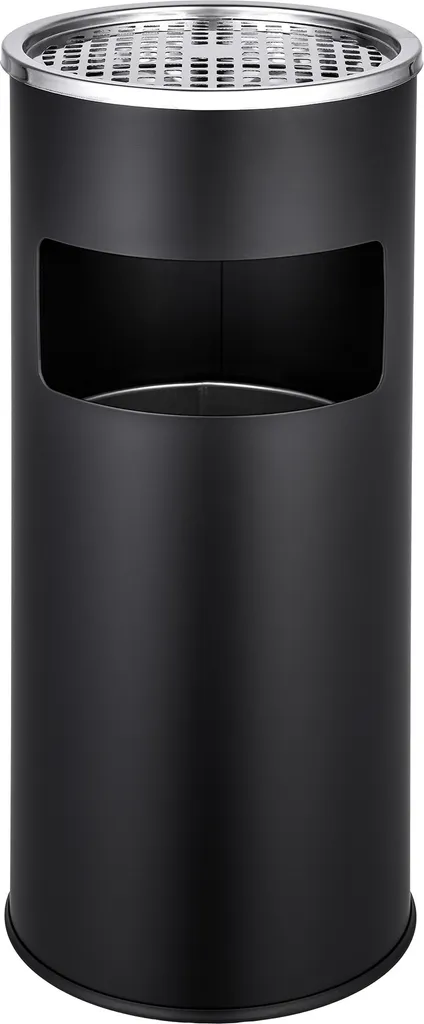 tectake Cendrier sur pied 30L 25x61 cm - Poubelle cendrier en métal noir