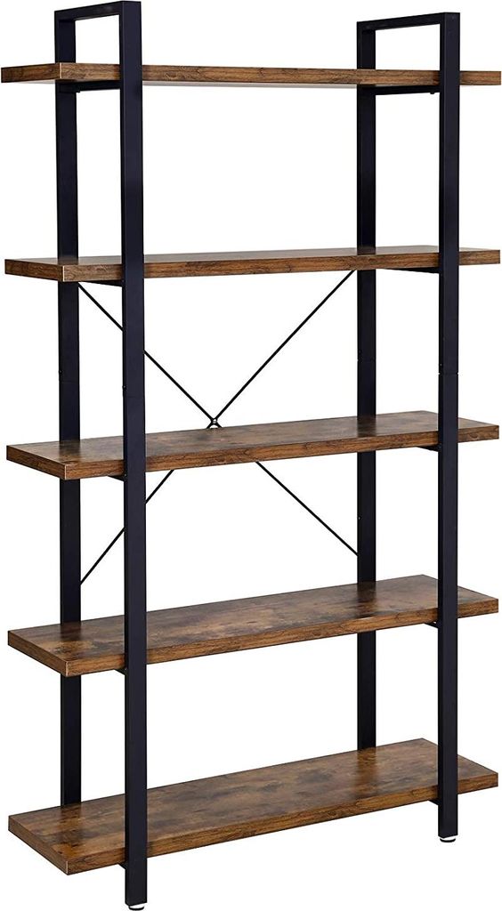 Étagère Zina 5 tablettes - brun rustique/noir Image du produit 