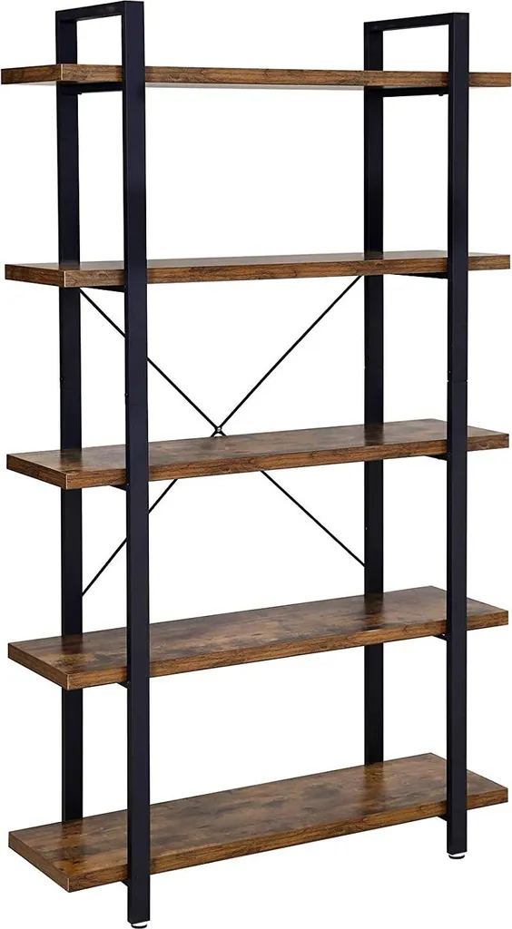 Étagère Zina 5 tablettes brun rustique et noir style industriel chic