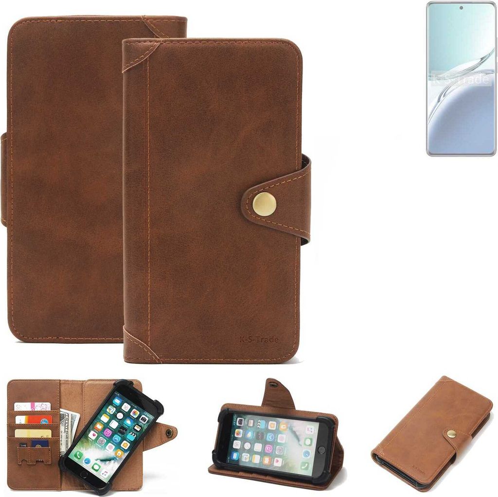 K-S-Trade Handyhülle kompatibel mit Oppo F27 Pro+ Schutz Hülle Walletcase Bookstyle Tasche Case Handytasche Wallet Flipcase Cover PolyurethanBrau...