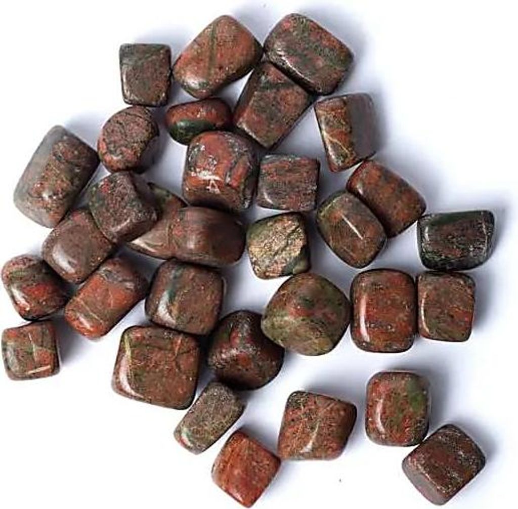 Unakit-Trommelsteine, Aa-Qualität – ± 15–35 cm; ±500 g – ±1,5–3,5 cm; ±500g