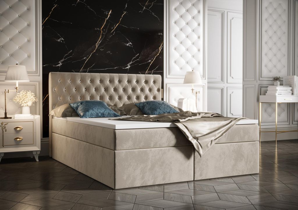 B&B Home Boxspringbett Monett 140x200 cm – mit Bettkasten