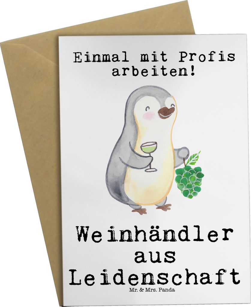 Mr. & Mrs. Panda Beileidskarte Weinhändler Leidenschaft - Weiß - Geschenk, hochzeitskarten, dankeskarten, einladungskarten, weihnachtskarten, vat...