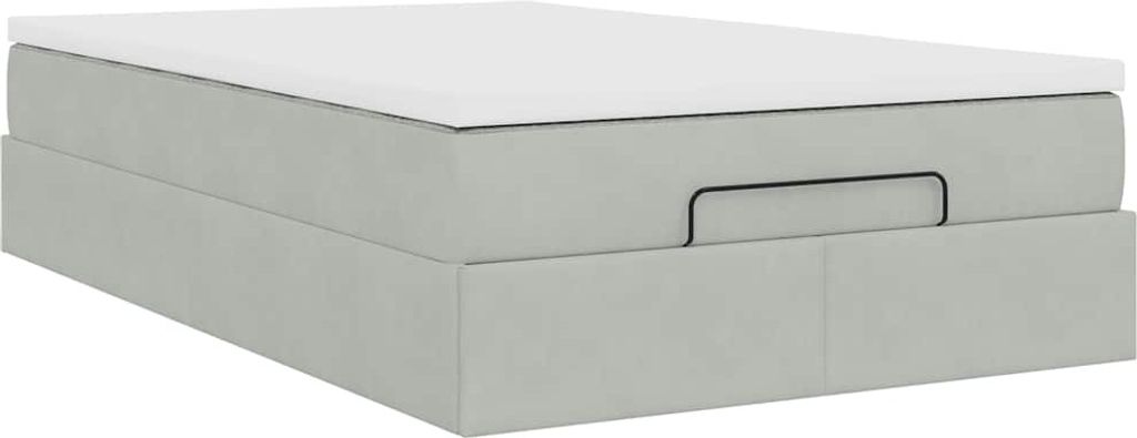 Ottomanische Bett mit Matratze Hellgrau 120x190 cm Samt