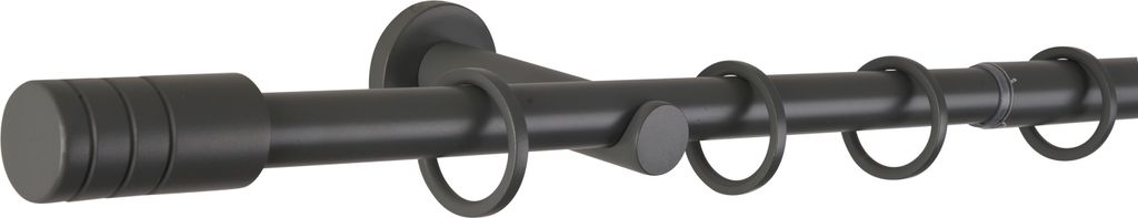 Komplettgarnitur Rille Gardinenstange Stilgarnitur ausziehbar Farbe: Darkgray, Größe: 210-400 cm