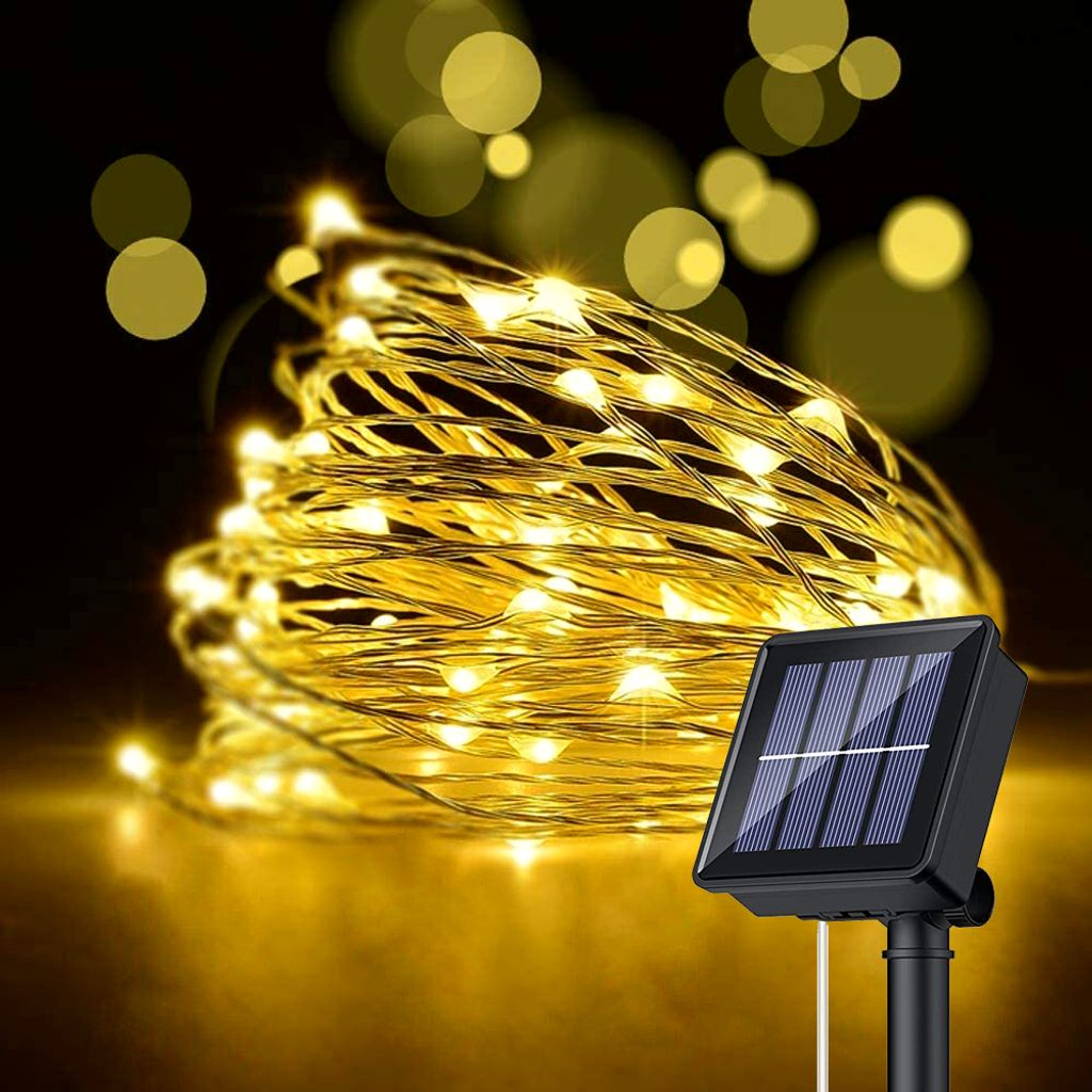 10M 100 LED Kupfer Draht Solar Lichterkette Lichtschlauch Outdoor Beleuchtung DE 