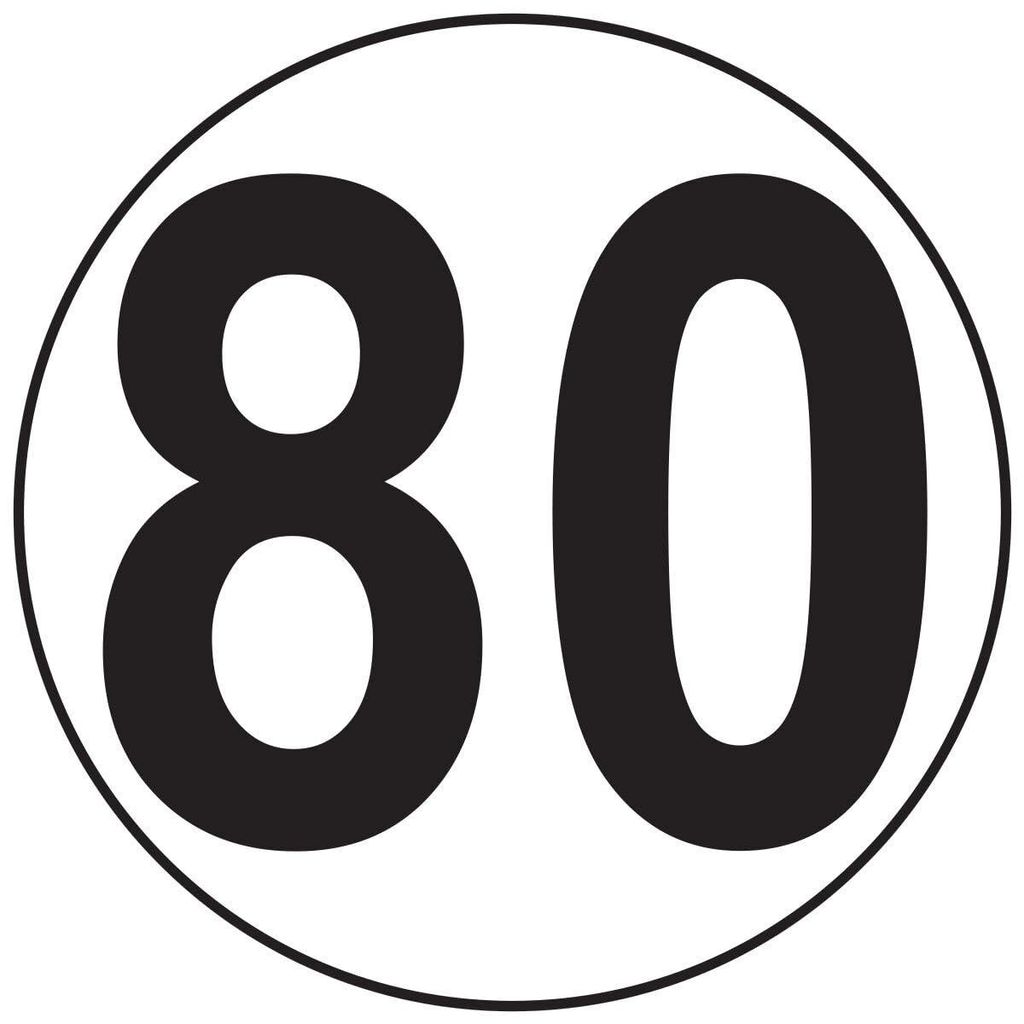 Ambiance Sticker Aufkleber, selbstklebend, Macaron Geschwindigkeitsbegrenzung, 80 km/h, Ø 20 cm, Vinyl, Geschwindigkeitsaufkleber, Sticker, Verkeh...