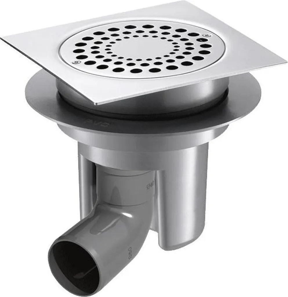 Sifone Pavimento Delabie 150x150 D50 Regolabile - Scarico Orizzontale