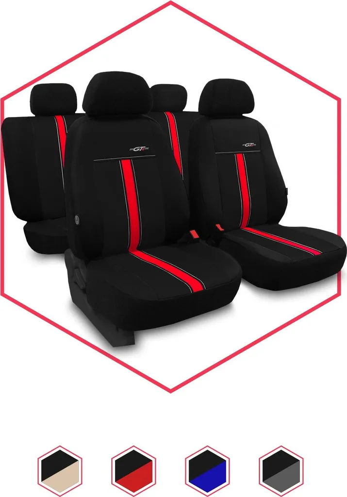 Coprisedili Auto Jetta III Neri e Rossi - Universali e Resistenti - 2