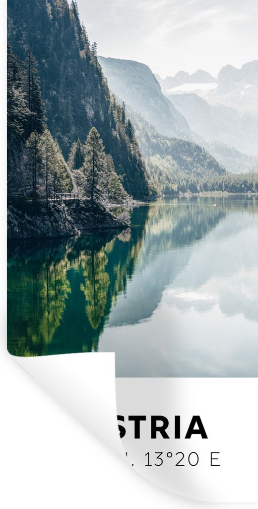 MuchoWow Wandtattoo Wandsticker Wandaufkleber Österreich - Wasser - Grün - Alpen 60x120 cm Selbstklebend und Repositionierbar - Selbstklebend -...
