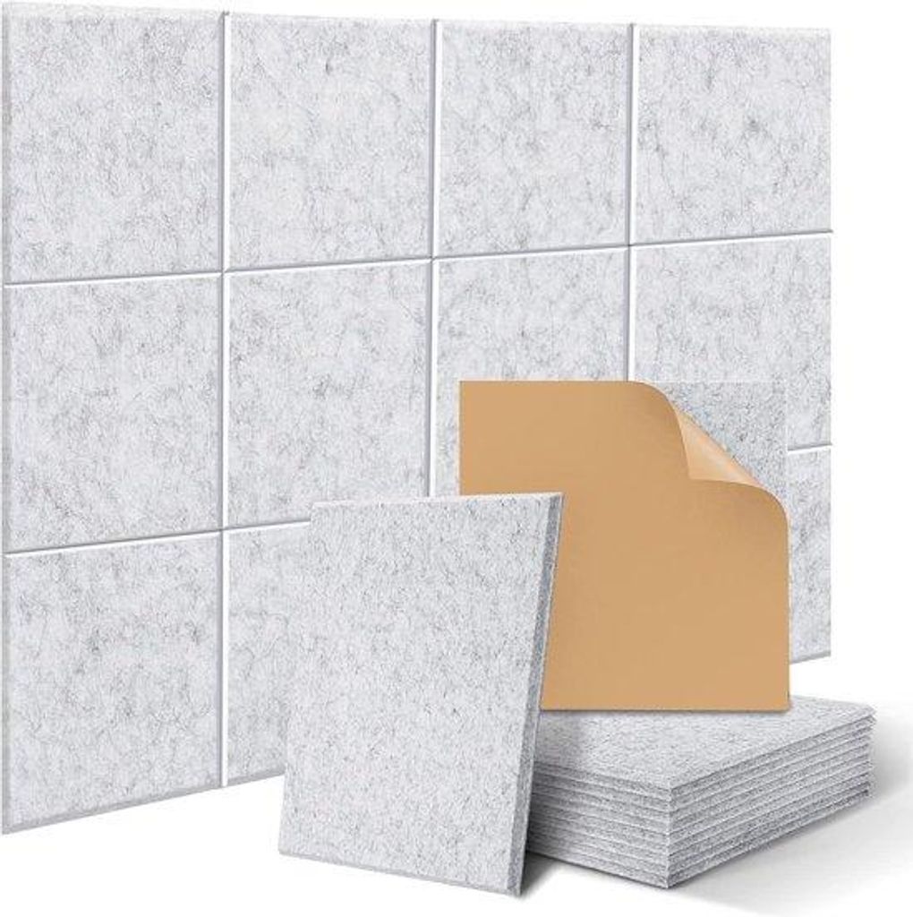 12 Stück quadratische selbstklebende akustische Absorptionsplatten - 30x30x1cm - hoher Dichte - Heimanwendungen, Büro