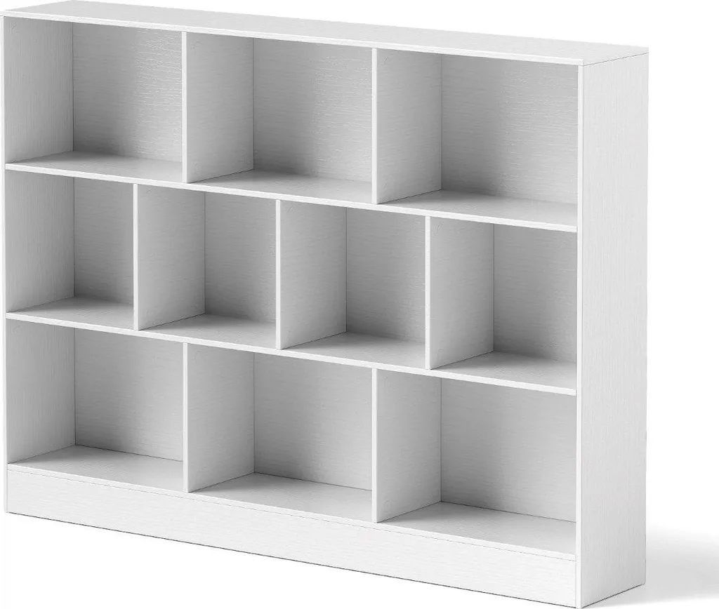 Bibliothèque 10 casiers pour chambre enfant ou bureau à domicile blanc
