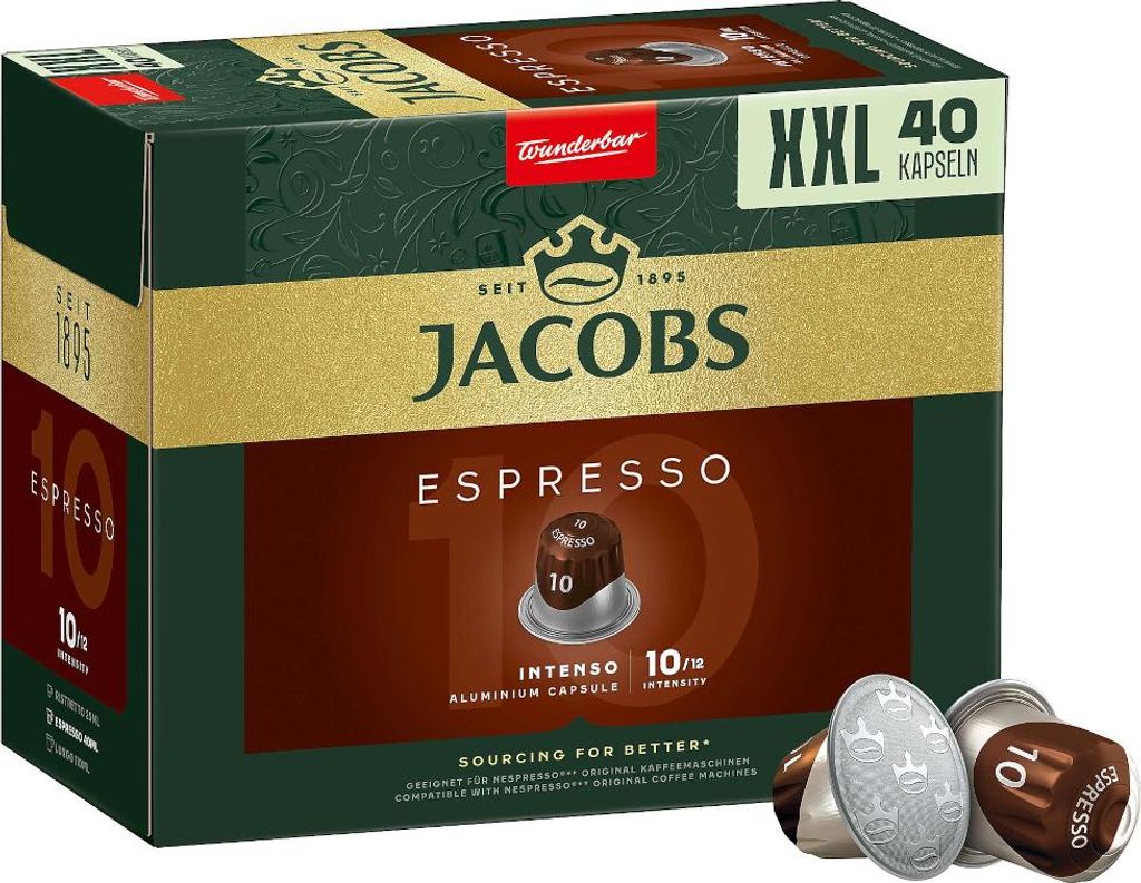 Jacobs Espresso 10 Intenso XXL-Pack | 40 Nespresso komp. Kapseln