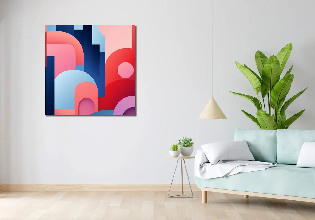 Quadro 90x90 cm Città dei Colori | Arredo Moderno su Tela per Soggiorno - 2