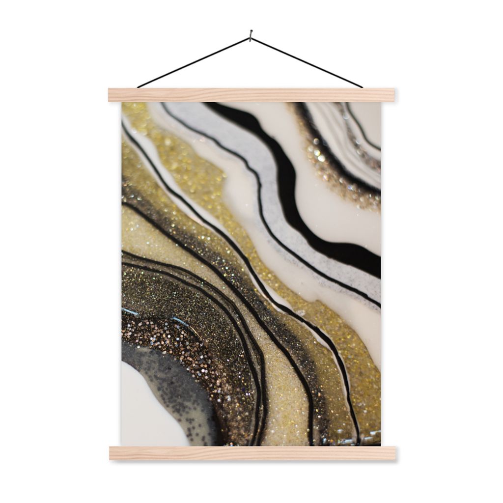 MuchoWow Textilposter Edelstein - Abstrakt - Marmor - Natur 40x53 cm mit holzfarbenen Rahmen - Schlafzimmer