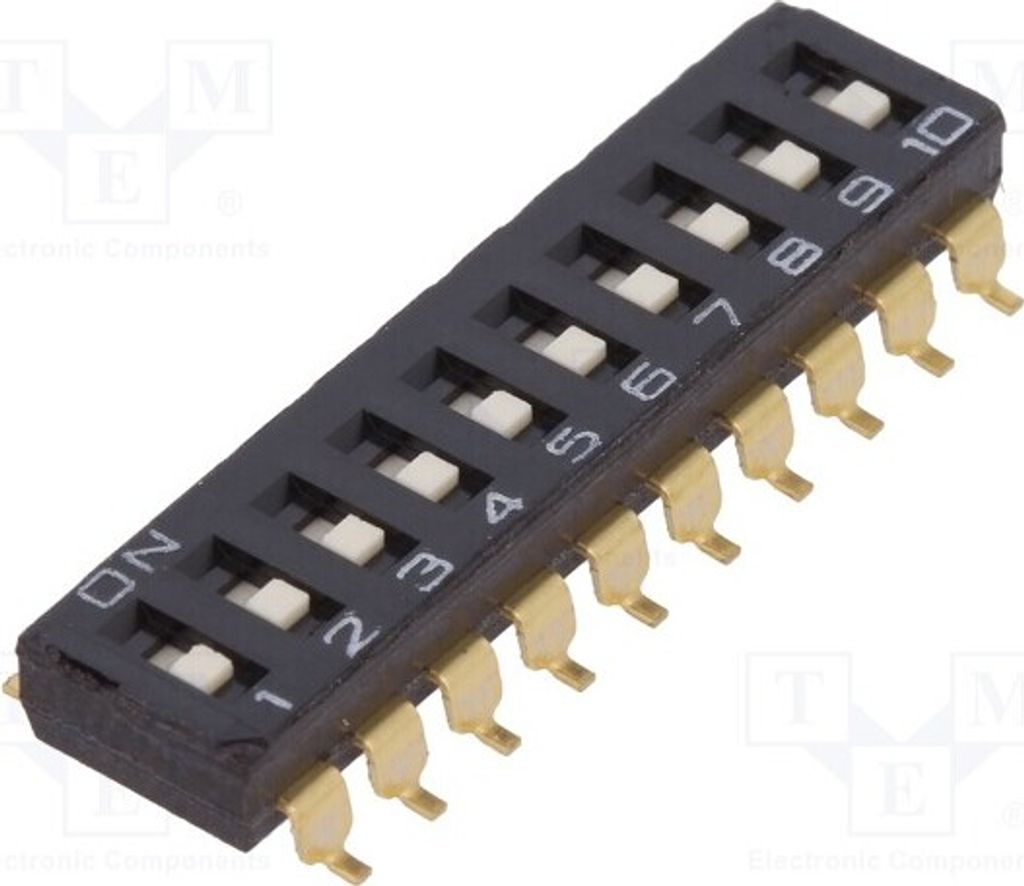 1x Schalter DIP- ON-OFF Anzahl Sektionen: 10 0,025A/24VDC A6S-0102-H DIP--Sc