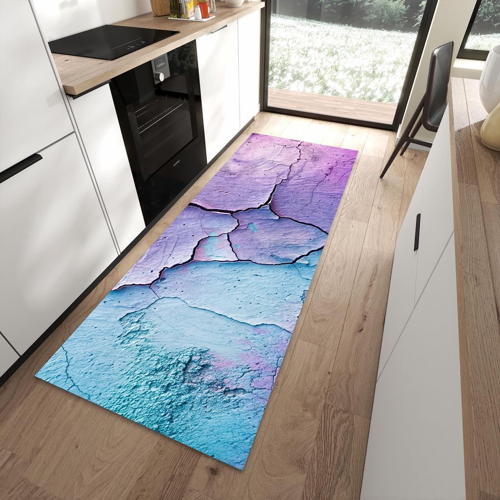 Küchenteppich 90x240cm rutschfest & abwischbar PVC Läufer - Oberfläche des Rissige