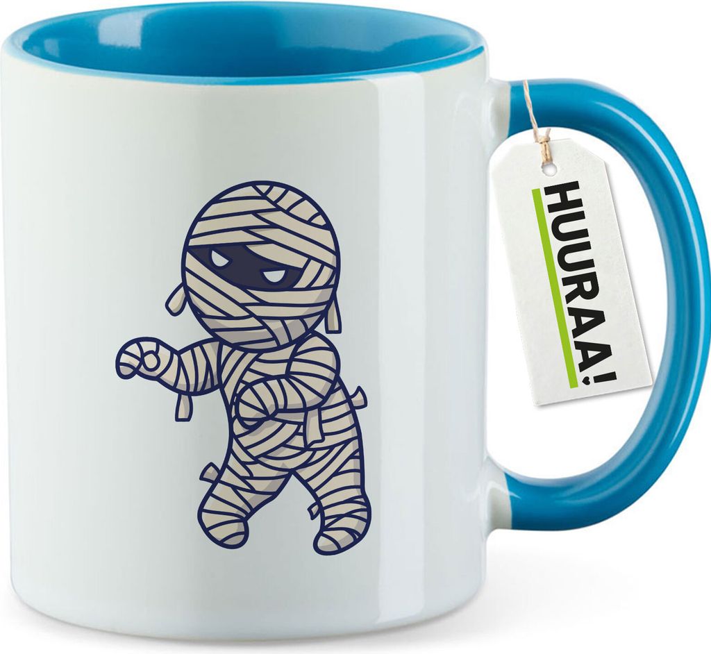 Huuraa Kaffeetasse Mumie Comic 330ml Blau Keramik Kaffeebecher Geschenkidee