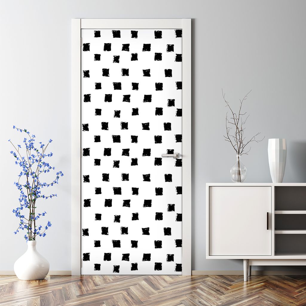 Dekorative Türposter selbstklebend Klebefolie Wandaufkleber Grafik-Quadrate 77 x 200 cm