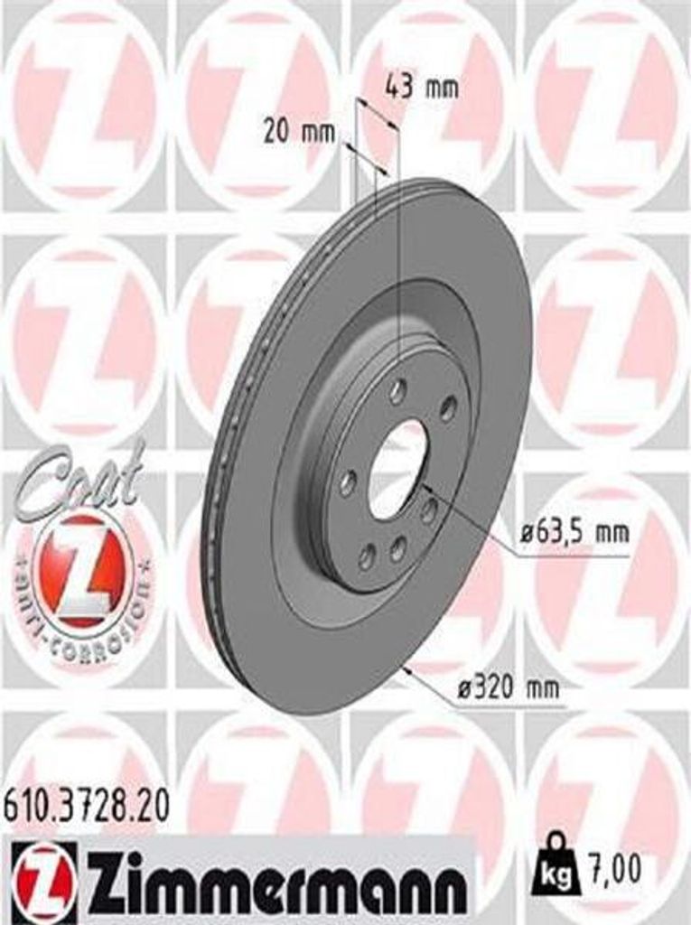 2x ZIMMERMANN Bremsscheibe 610.3728.20 für VOLVO XC90 II Produktbild 