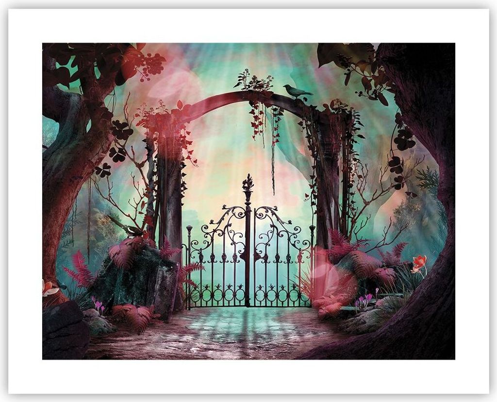 Poster - Poster ohne Rahmen - Fantasie Tor Garten - 50x40 cm - Wand Bild - Wanddeko - Wandbilder - Kunstposter - Wandposter - Bilder - Kunstdruck -...