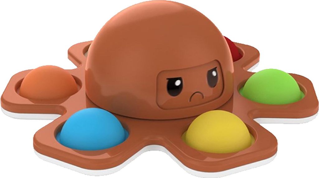 Cazy Fidget Spinner mit Pop Up Bubble - Gesichtwechselnder Oktopus - Orange