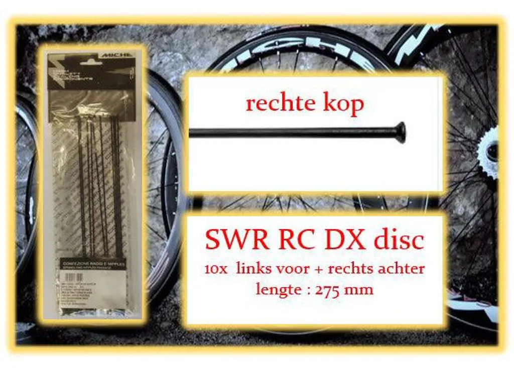 Rayons Miche Spoke+Nip 10x LV+RA SWR RC DX DISK pour Jante Carbone