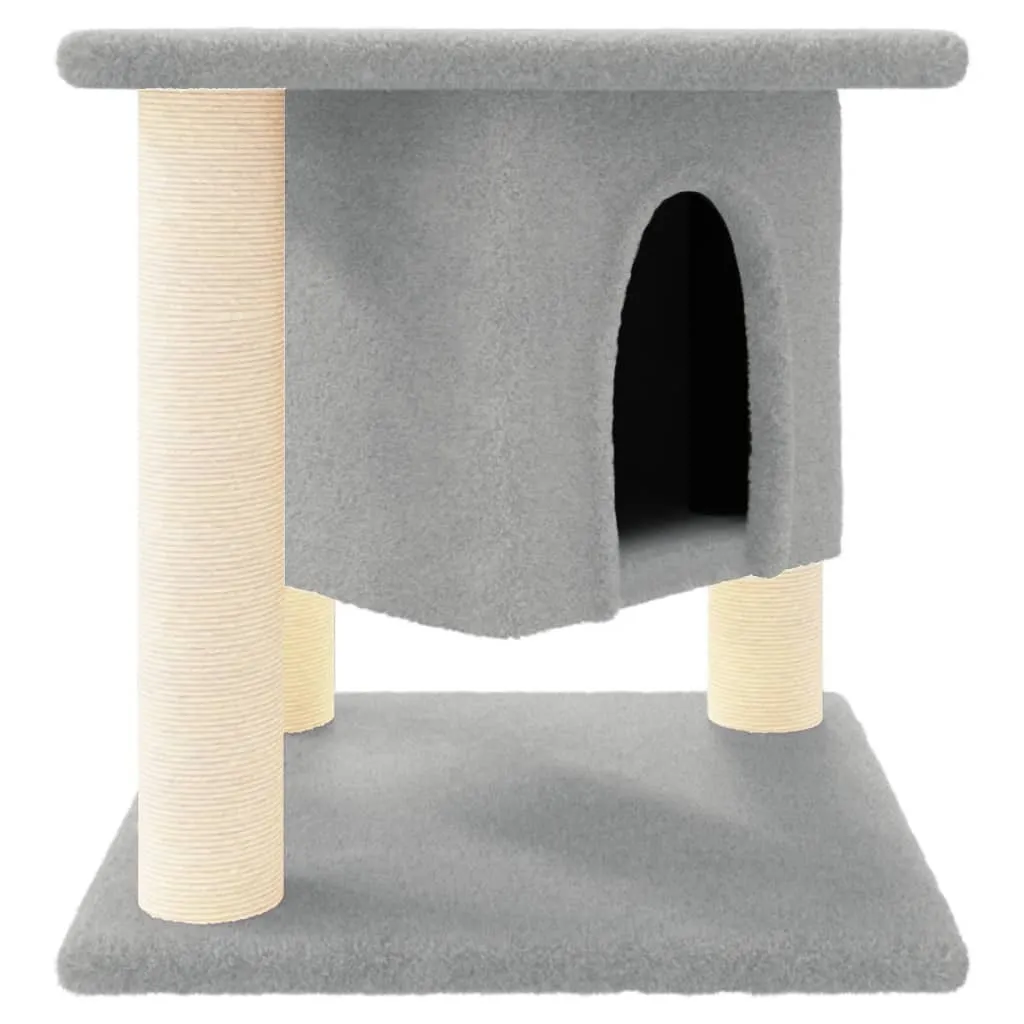 Arbre à chat gris clair 37 cm avec poteaux en sisal haute résistance