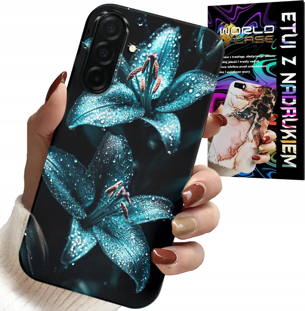 Cover Floreale Turchese Samsung A36 5G - Protezione Chic con Vetro
