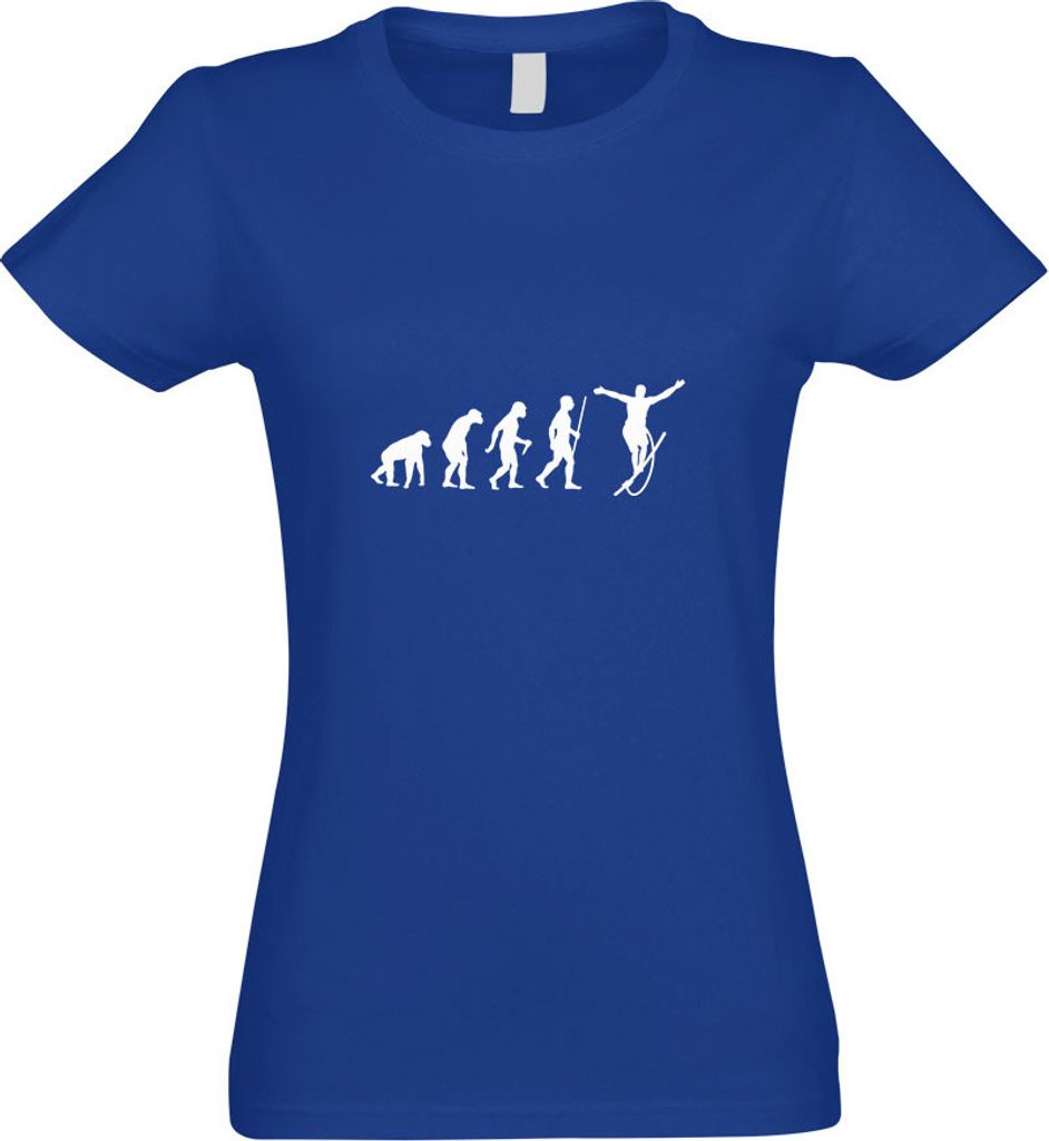Kiwistar - T-Shirt tailliert - Damen - royal - Seiltanz Laufen Evolution - mit Motiv Bedruckt - Funshirt Design - Sport - Freizeit - Damen - L