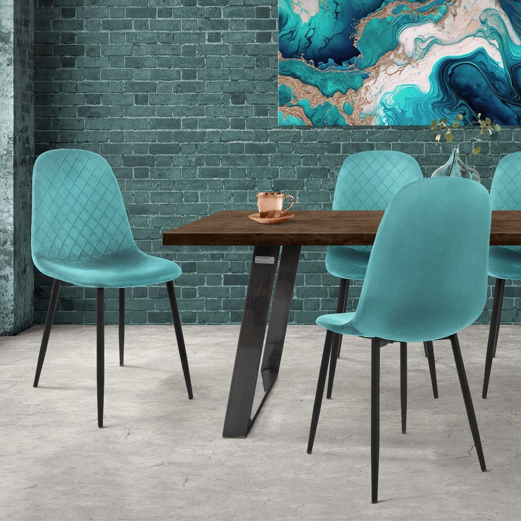 ML-Design 4er Set Esszimmerstuhl mit Rückenlehne, Petrol, Produktbild 